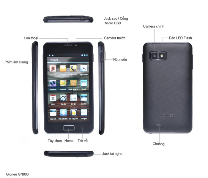 Thông số kỹ thuật Điện thoại Gionee GN800