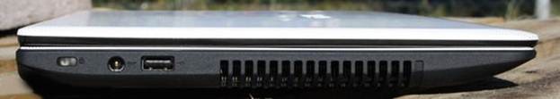 Cạnh trái ASUS X301A: Cổng xạc, USB 2.0