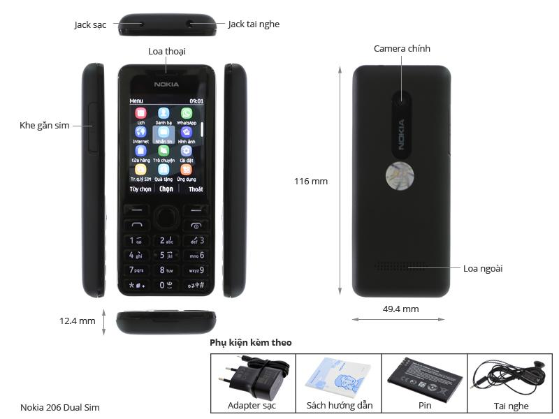 Thông số kỹ thuật Điện thoại Nokia 206