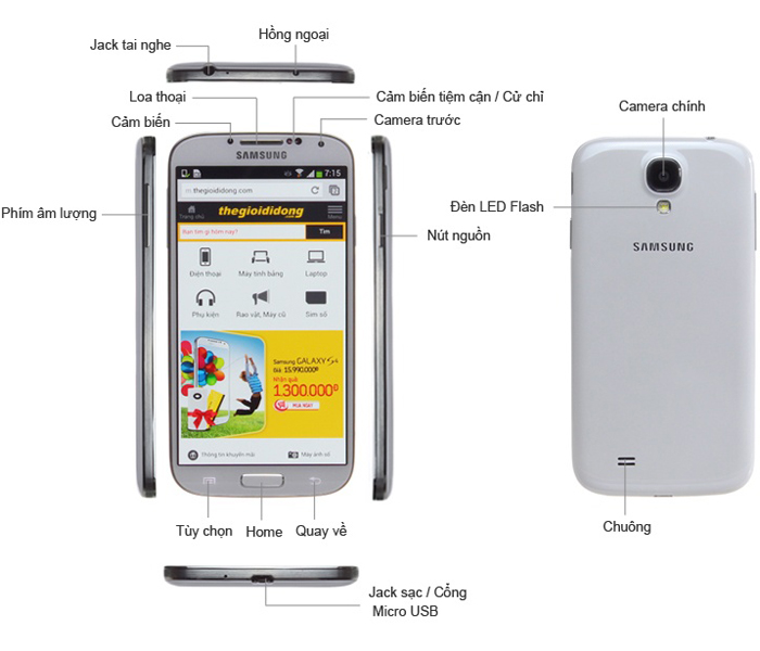 Điện thoại Samsung Galaxy S4 chính hãng, cấu hình 