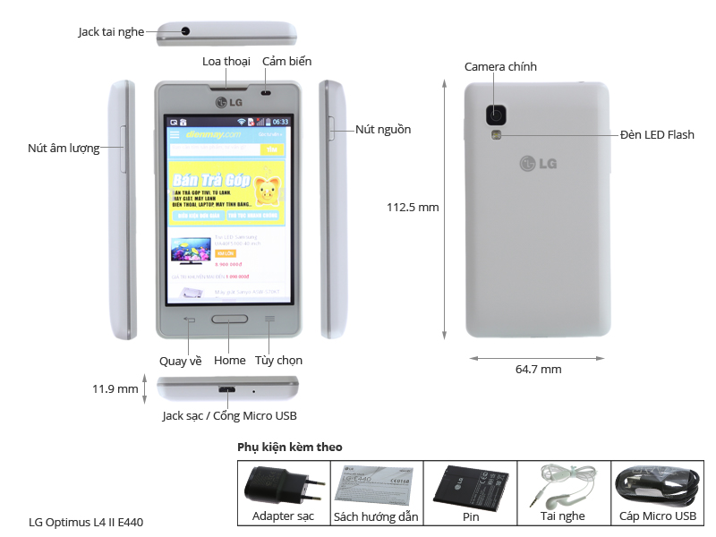 Thông số kỹ thuật Điện thoại LG Optimus L4 II