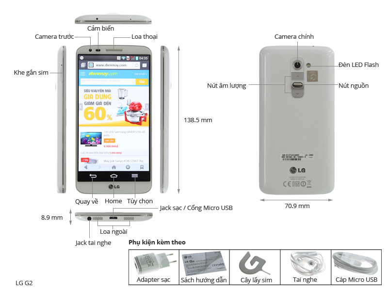 Thông số kỹ thuật Điện thoại LG G2 32GB