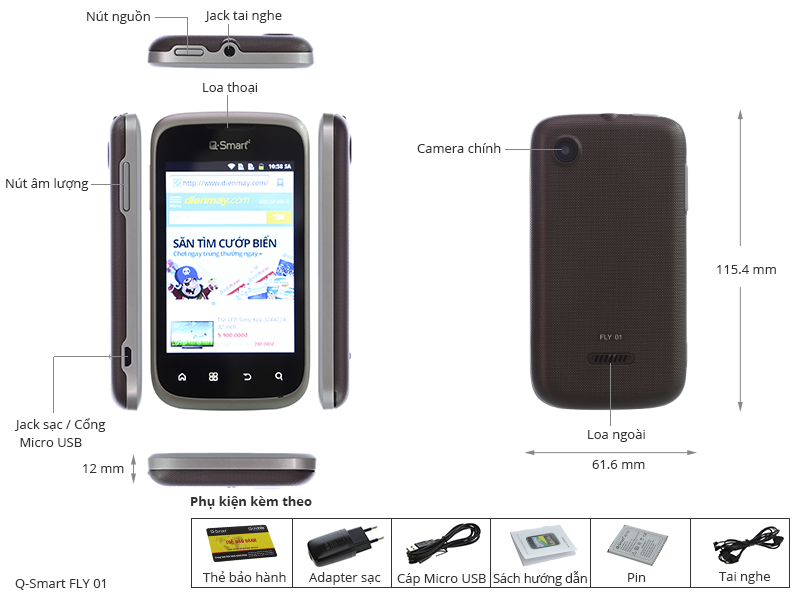 Thông số kỹ thuật Điện thoại Q-Smart Fly 01