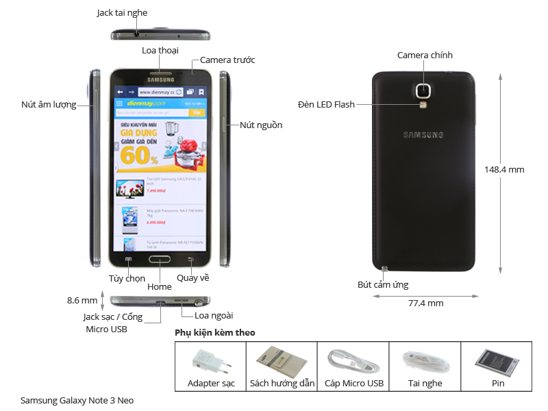 Thông số kỹ thuật Điện thoại Samsung Galaxy Note 3 Neo