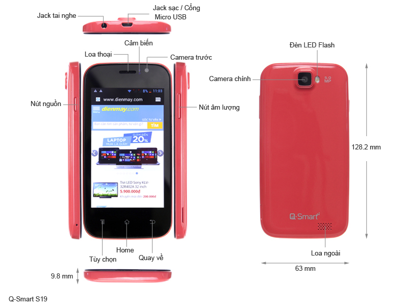 Thông số kỹ thuật Điện thoại Q-Smart S19