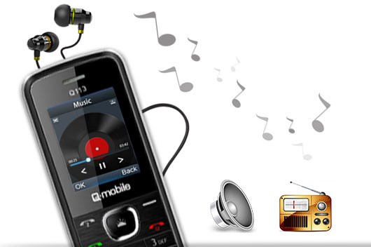 Lưu nhiều bài hát, nghe được radio từ Q-Mobile Q113 Q-Mobile Q113 nghe FM radio