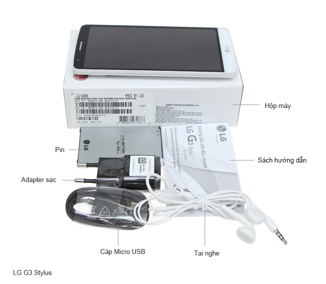 Bộ sản phẩm gồm: Hộp, Pin, Tai nghe, Sách hướng dẫn, Bút cảm ứng