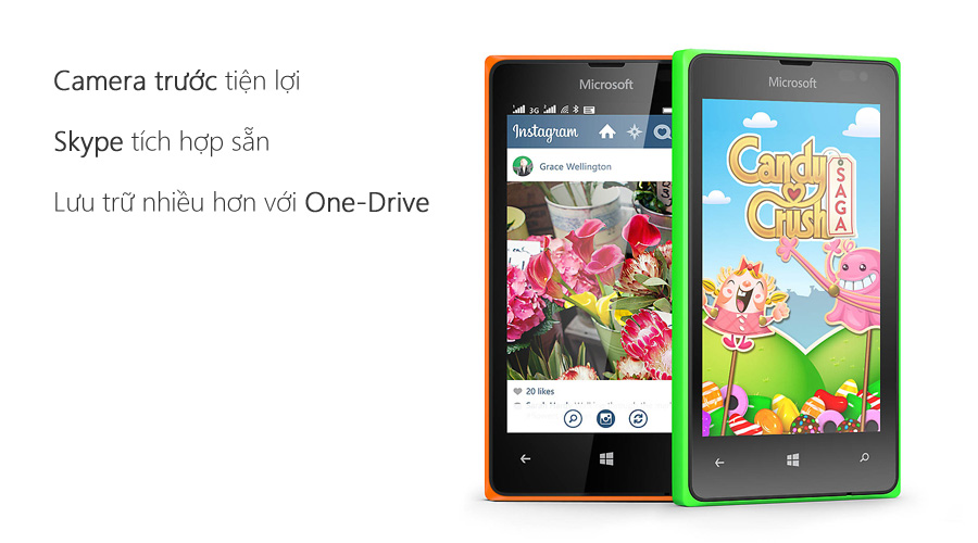 <p>Lumia 435 được t&iacute;ch hợp Windows Phone phi&ecirc;n bản mới nhất c&ugrave;ng h&agrave;ng loạt trang bị, tiện &iacute;ch kh&aacute;c cho người d&ugrave;ng như Skype, One Drive</p>