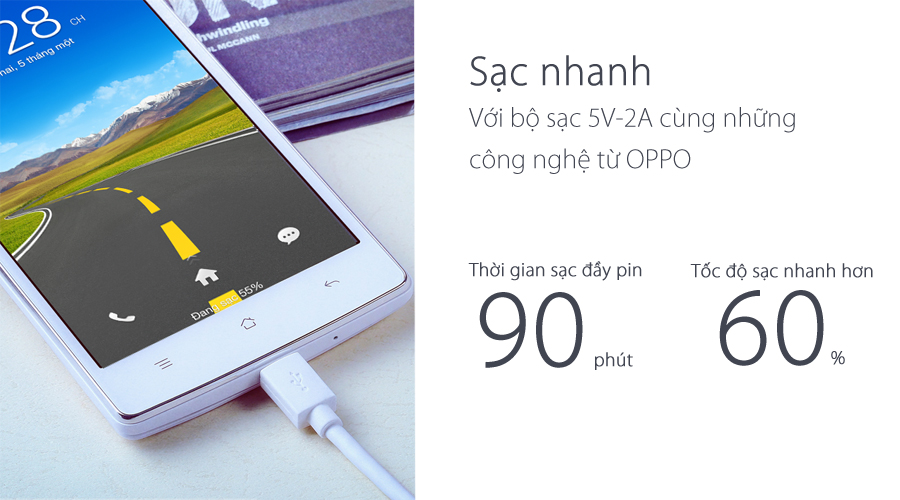 <p>Kh&ocirc;ng thua k&eacute;m những sản phẩm đầu bảng, OPPO Mirror 3 cũng được trang bị c&ocirc;ng nghệ sạc nhanh, h&atilde;y qu&ecirc;n đi những l&uacute;c chờ l&acirc;u</p>