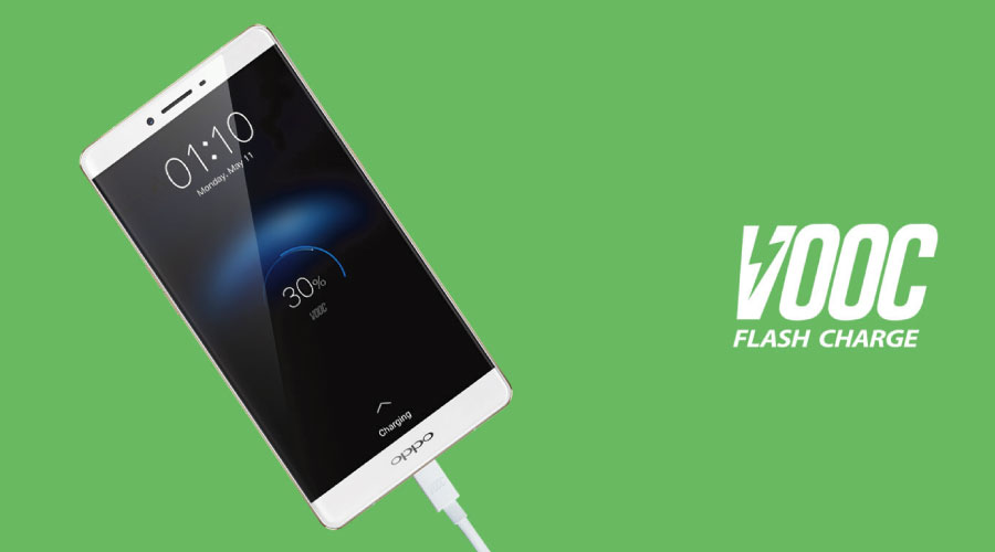 Công nghệ sạc nhanh VOOC thế hệ mới chỉ cần 5 phút sạc sẽ đảm bảo cho thời gian sử dụng lên đến 2 giờ.
