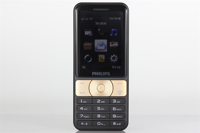 Điện thoại Philips E180 Màu Đen - Vàng đồng