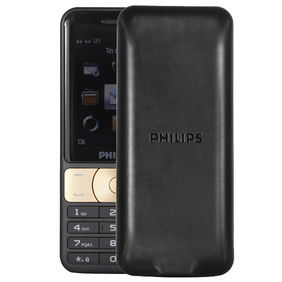 Điện thoại Philips E180 Màu Đen - Vàng đồng