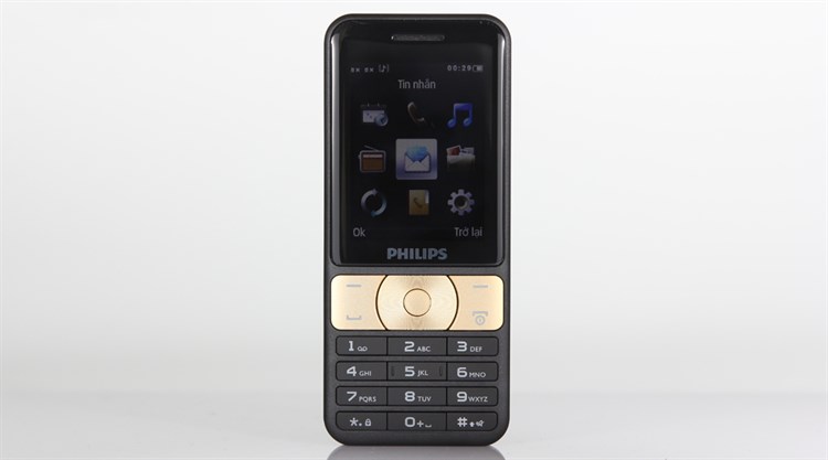 Điện thoại Philips E180 Màu Đen - Vàng đồng