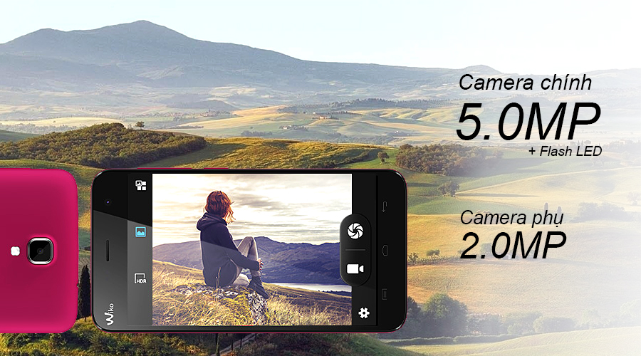 <p>Wiko Bloom trang bị camera độ ph&acirc;n giải 5MP v&ocirc; c&ugrave;ng tiện lợi cho bạn lưu giữ những khoảnh khắc th&uacute; vị mọi l&uacute;c, mọi nơi. Camera trước 2MP dễ d&agrave;ng chụp những bức h&igrave;nh selfie độc đ&aacute;o.&nbsp;</p>