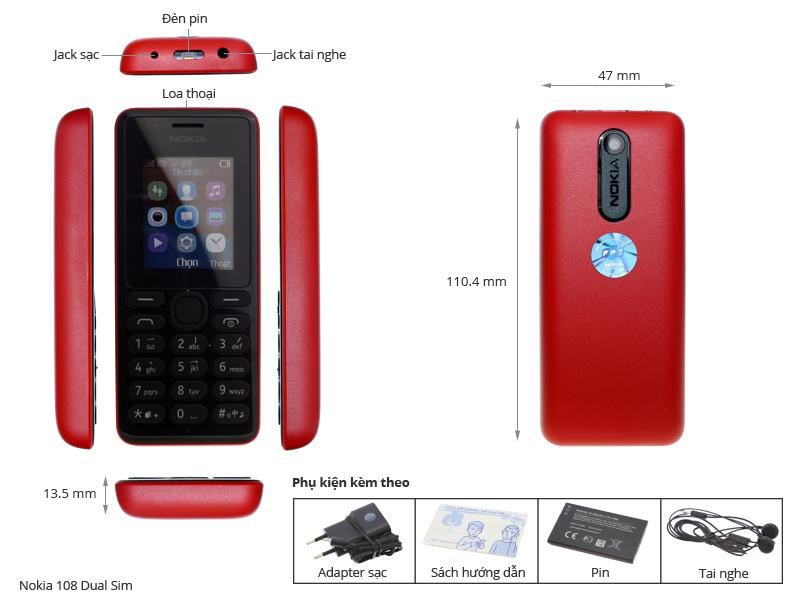 Nokia 108 (Không kèm thẻ nhớ)