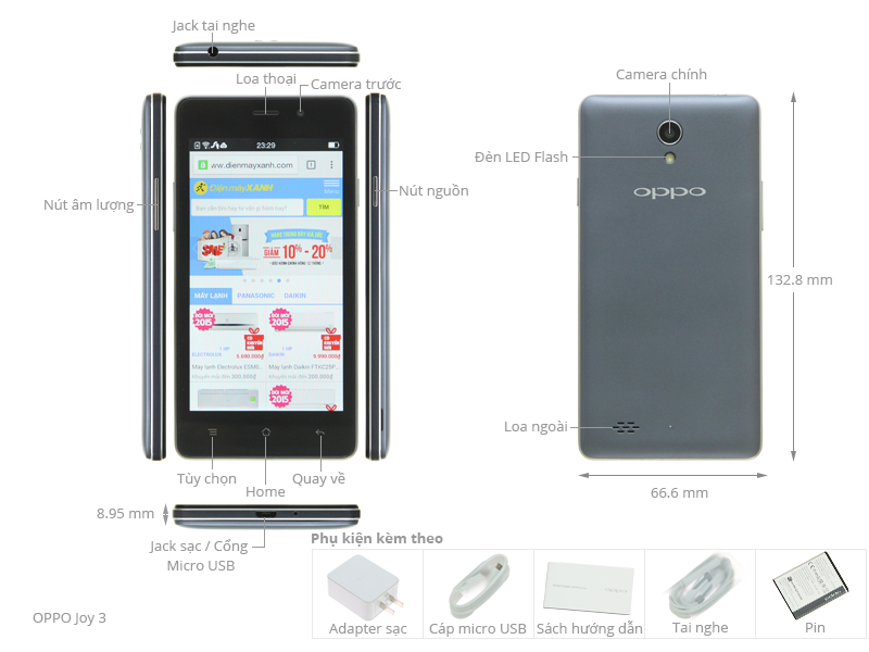 Oppo Joy 3 Chính Hãng, Trả Góp - Điện Máy Xanh