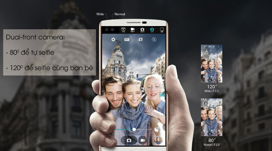 2 camera trước có góc rộng khác nhau giúp bạn tùy chỉnh để selfie hay wefie thật dễ dàng.