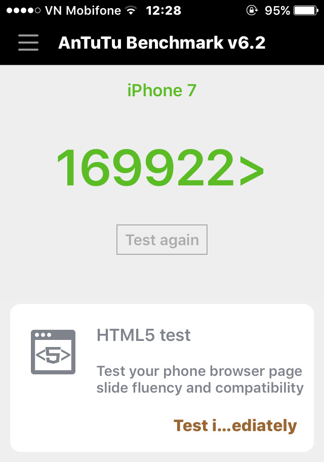 Điểm Antutu Benchmark trên chiếc điện thoại iPhone 7