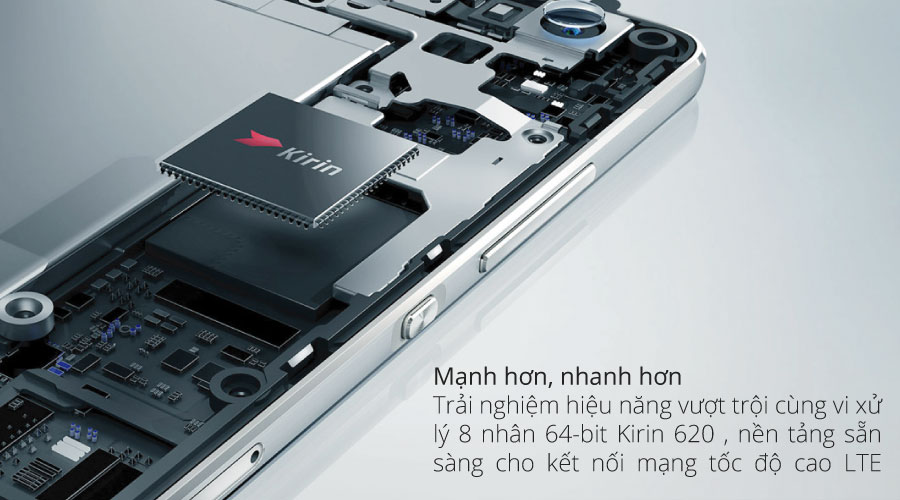 Hiệu năng xử lý mạnh mẽ với vi xử lý 8 nhân kirin 620 hỗ trợ kết nối 4G thời thượng.