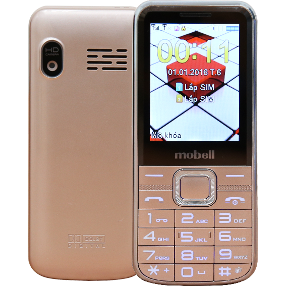 Điện thoại MOBELL M389 Màu Vàng đồng