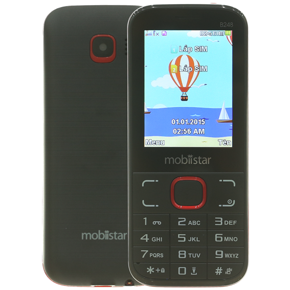 Điện thoại Mobiistar B248 Màu Đen - Đỏ