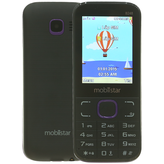 Điện thoại Mobiistar B248 Màu Đen - Tím