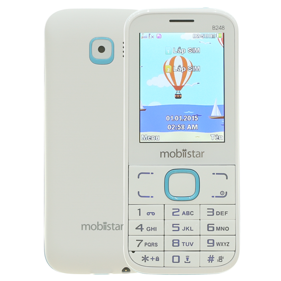 Điện thoại Mobiistar B248 Màu Trắng - Xanh