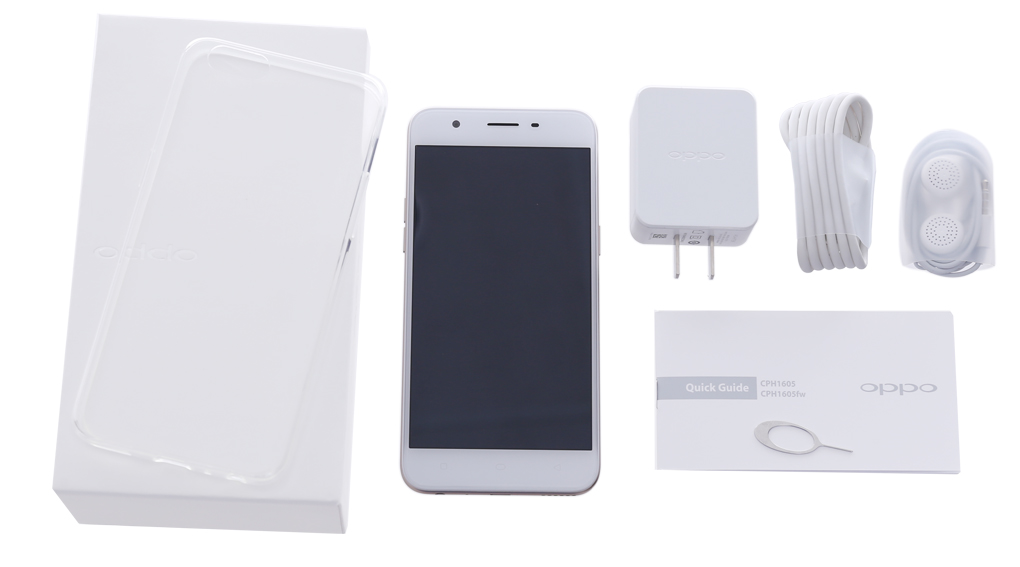 Bộ sản phẩm gồm: Hộp, Tai nghe, Sách hướng dẫn, Cáp, Cây lấy sim, Ốp lưng