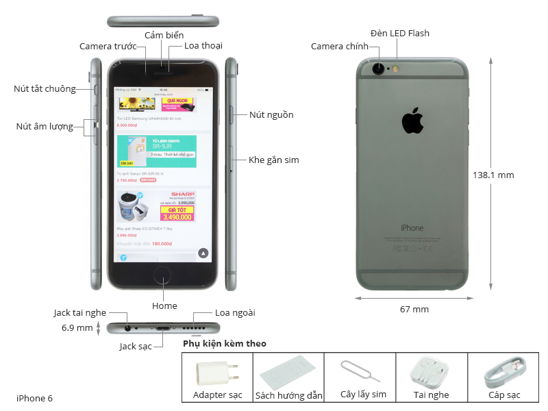 iPhone 6 Cũ - Like New 99% Quốc Tế Zin Chuẩn, Giá Tốt | Viettablet.com