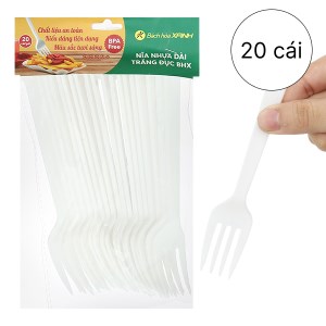 Nĩa nhựa trắng Bách Hoá Xanh 16cm (20 cái)