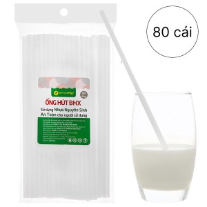 Ống hút nhựa trắng Bách Hoá Xanh 22 cm (80 cái)