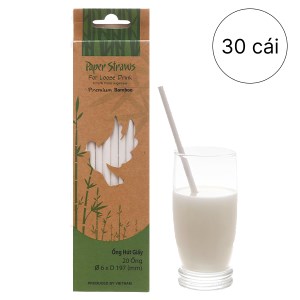 Ống hút giấy phi 6 trắng Ngôi Sao 19.7cm (30 cái)