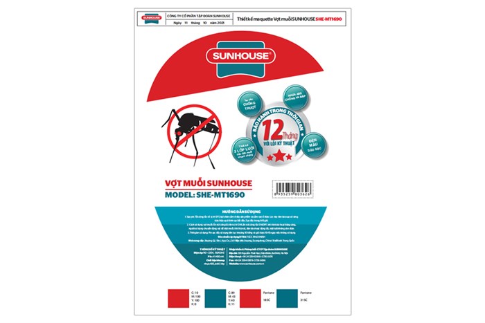 Vợt muỗi Sunhouse SHE-MT1690 Màu Trắng - Xanh