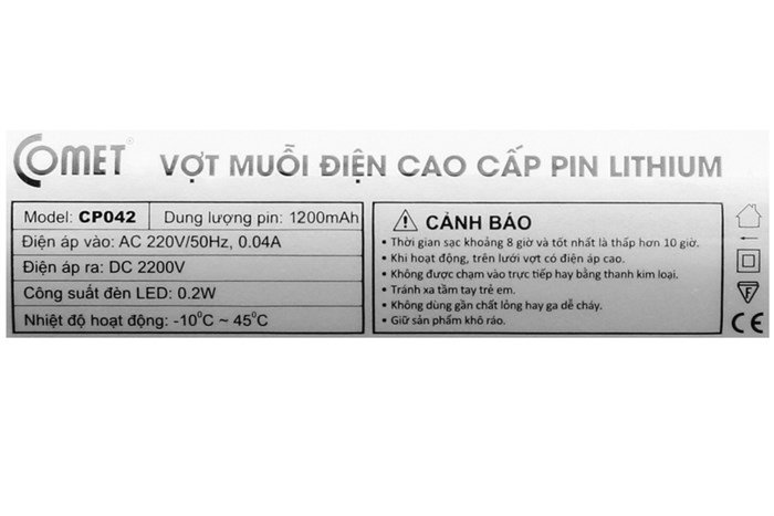 Vợt muỗi Comet CP042 Màu Trắng - Xanh