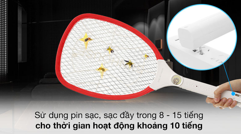 Sử dụng Pin sạc - Vợt muỗi Sunhouse SHE-MT1695R