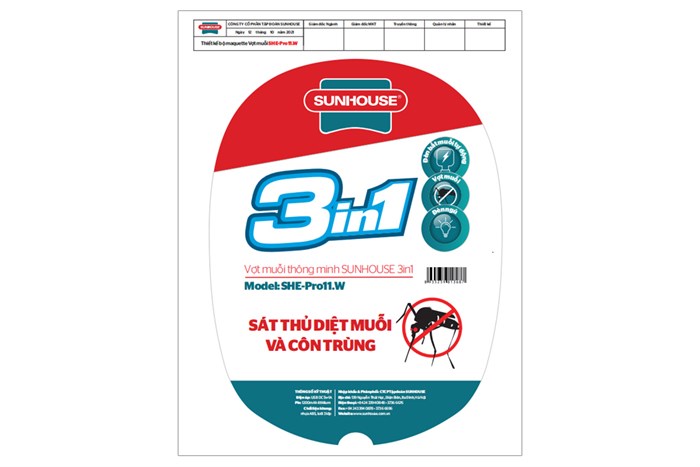 Vợt muỗi thông minh 3 in 1 Sunhouse SHE-Pro11.W Màu Trắng