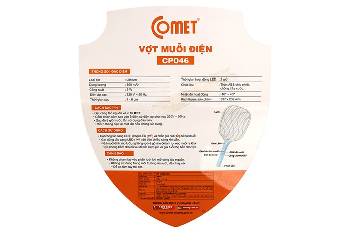Vợt muỗi Comet CP046 Màu Trắng - Xanh