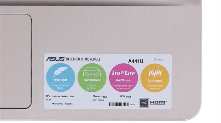 Laptop Asus A441UA i3 6006U/4GB/500GB/Win10/(WX156T)