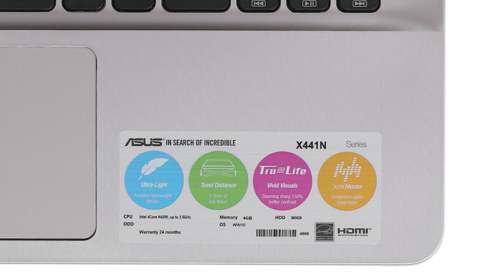 Laptop Asus X441NA N4200/4GB/500GB/Win10/(GA070T)