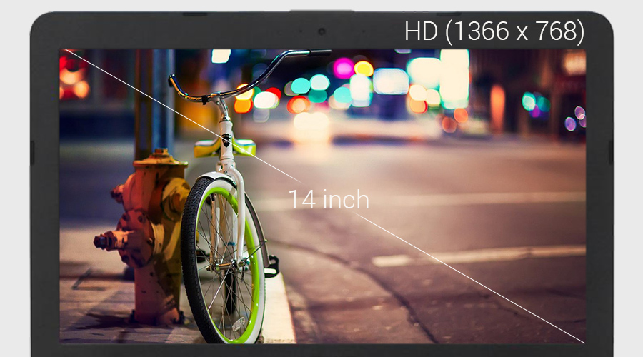 Màn hình 14 inch với độ phân giải HD Màn hình 14 inch với độ phân giải HD