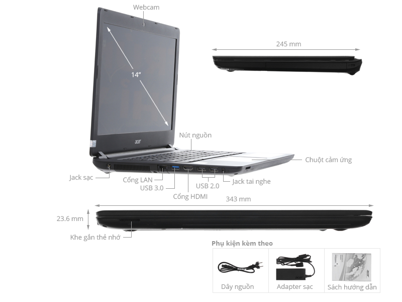 Acer Aspire ES1 432 C5J2 N3350/2GB/500GB/Win10/(NX.GFSSV.004)