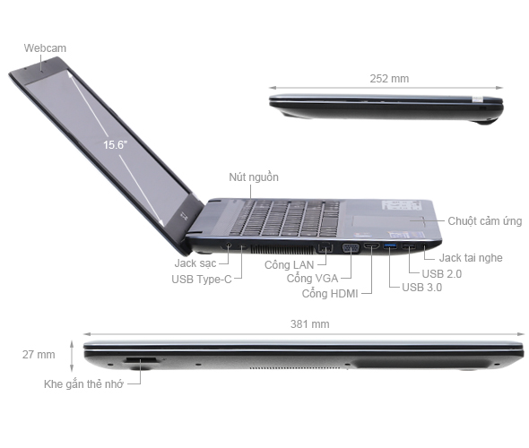 Asus A540UP i5 7200U/4GB/500GB/2GB R5M420/Win10/(GO097T)