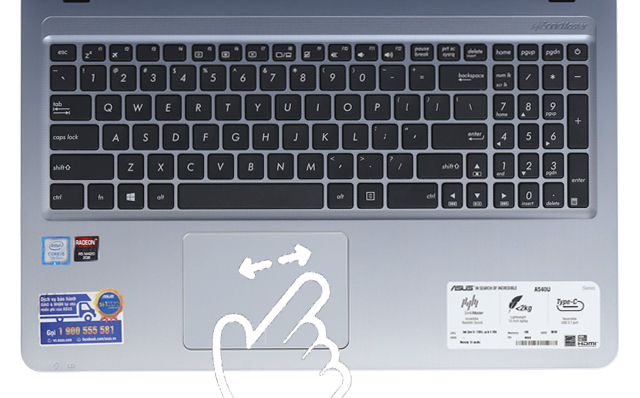 Asus A540UP i5 7200U - Touchpad rộng và cảm ứng đa chạm Asus A540UP i5 7200U - Touchpad rộng và cảm ứng đa chạm