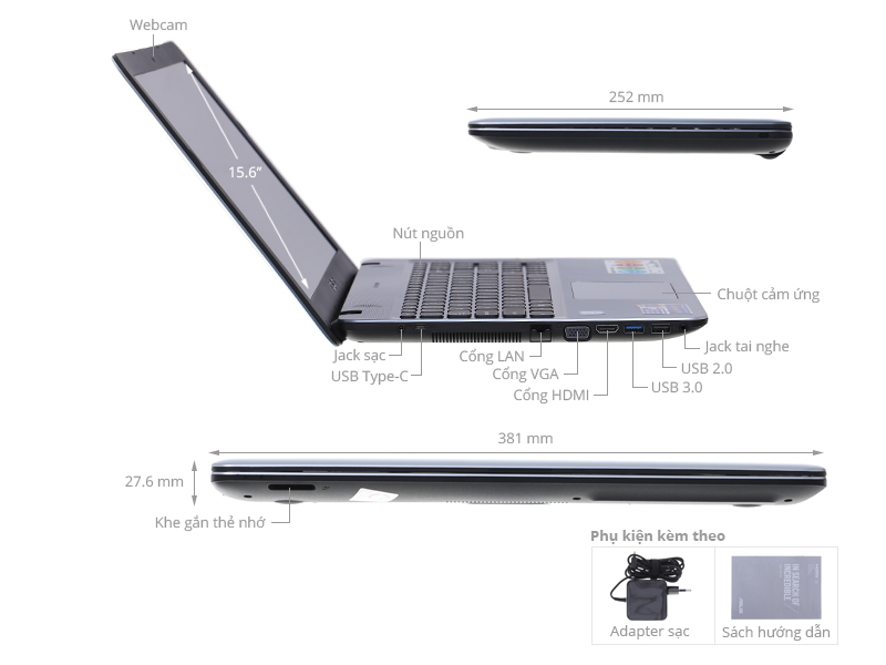 Asus A541UA i3 7100U/4GB/500GB/Win10/(DM1658T)