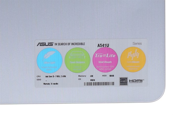 Laptop Asus A541UA i3 7100U/4GB/500GB/Win10/(DM1658T) Màu Bạc