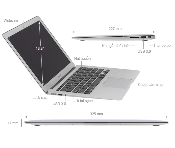 Laptop MacBook Air 2017 i5 1.8GHz/8GB/128GB (MQD32SA/A)