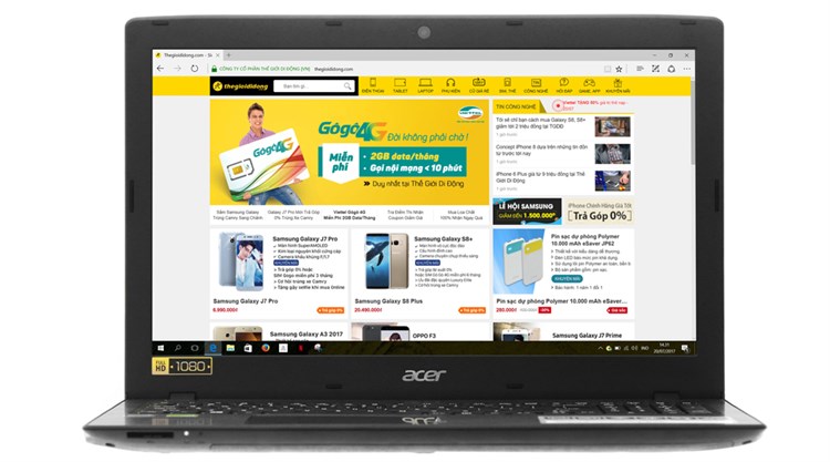 Laptop Acer Aspire E5 575G 73J8 i7 7500U/4GB/500GB/2GB 940MX/Win10/(NX.GDWSV.012) Màu Đen