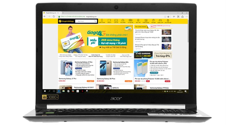 Laptop Acer Aspire A515 51G 52ZS i5 7200U/4GB/500GB/2GB 940MX/Win10/(NX.GP5SV.004) Màu Đen