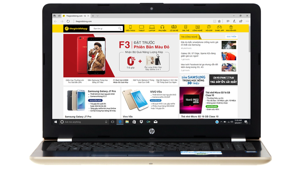Laptop HP 15 bs572TU i3 6006U/4GB/500GB/Win10/(2JQ69PA) Màu Vàng đồng