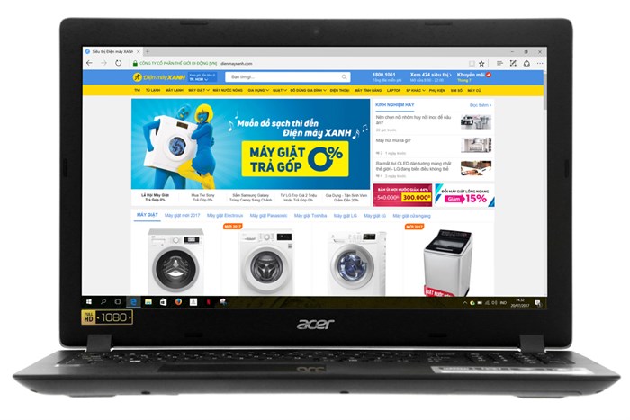 Laptop Acer Aspire A315 51 31X0 i3 6006U/4GB/500GB/Win10/(NX.GNPSV.016) Màu Đen